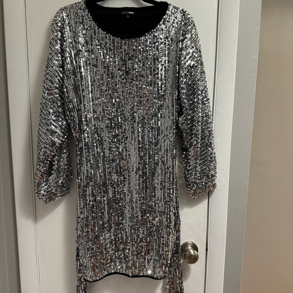Long Sleeve Silver Sequin Dress - Picture 2 of 5